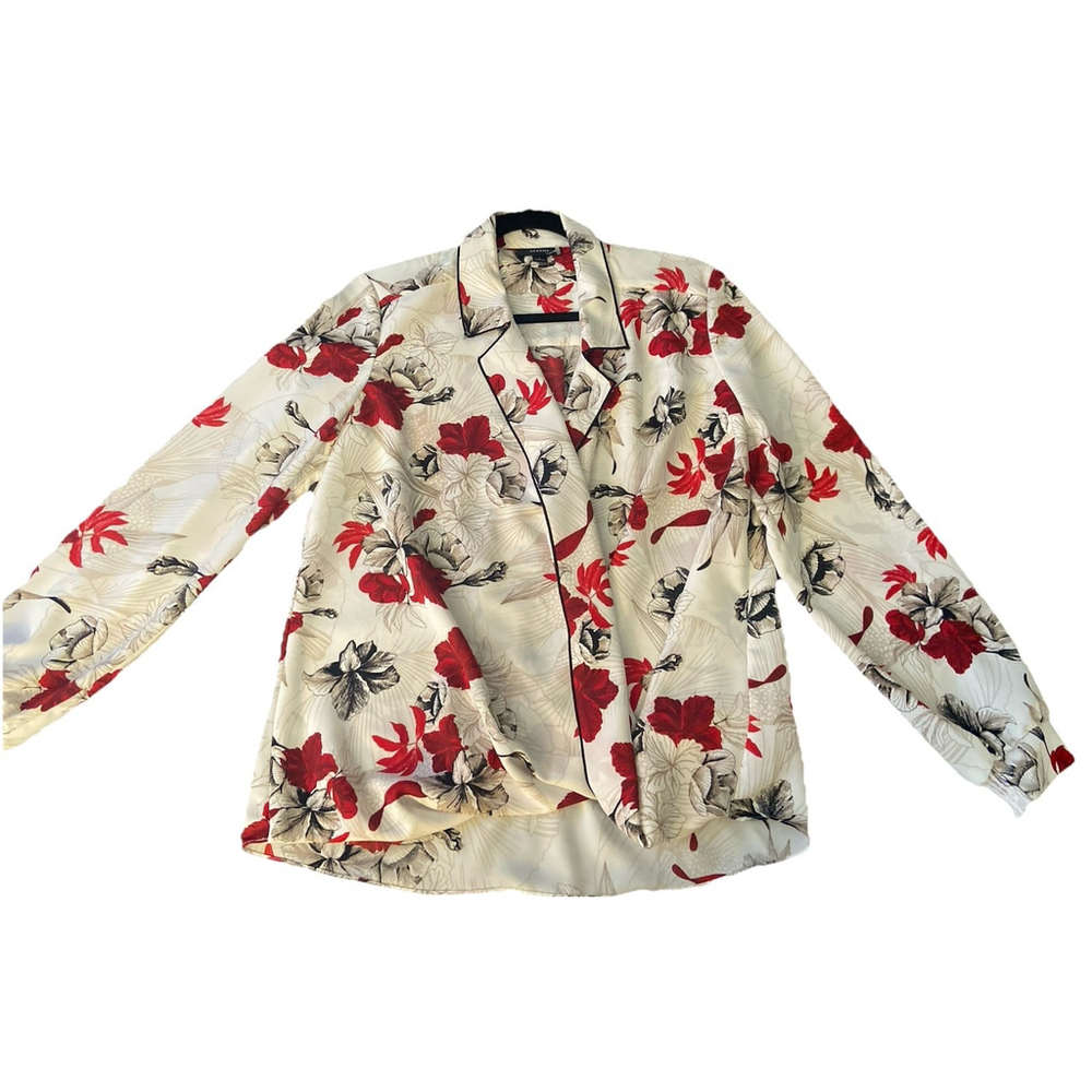 Alfani floral pass crossover wrap blouse top Size Small